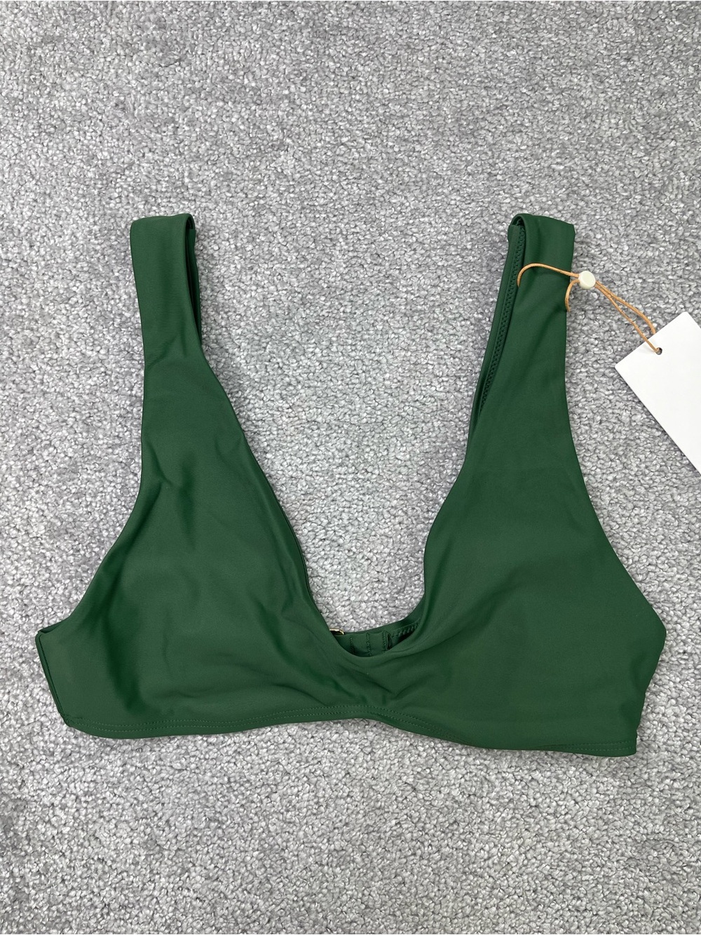 Quince Italian Plunge Bikini Top Medium Green